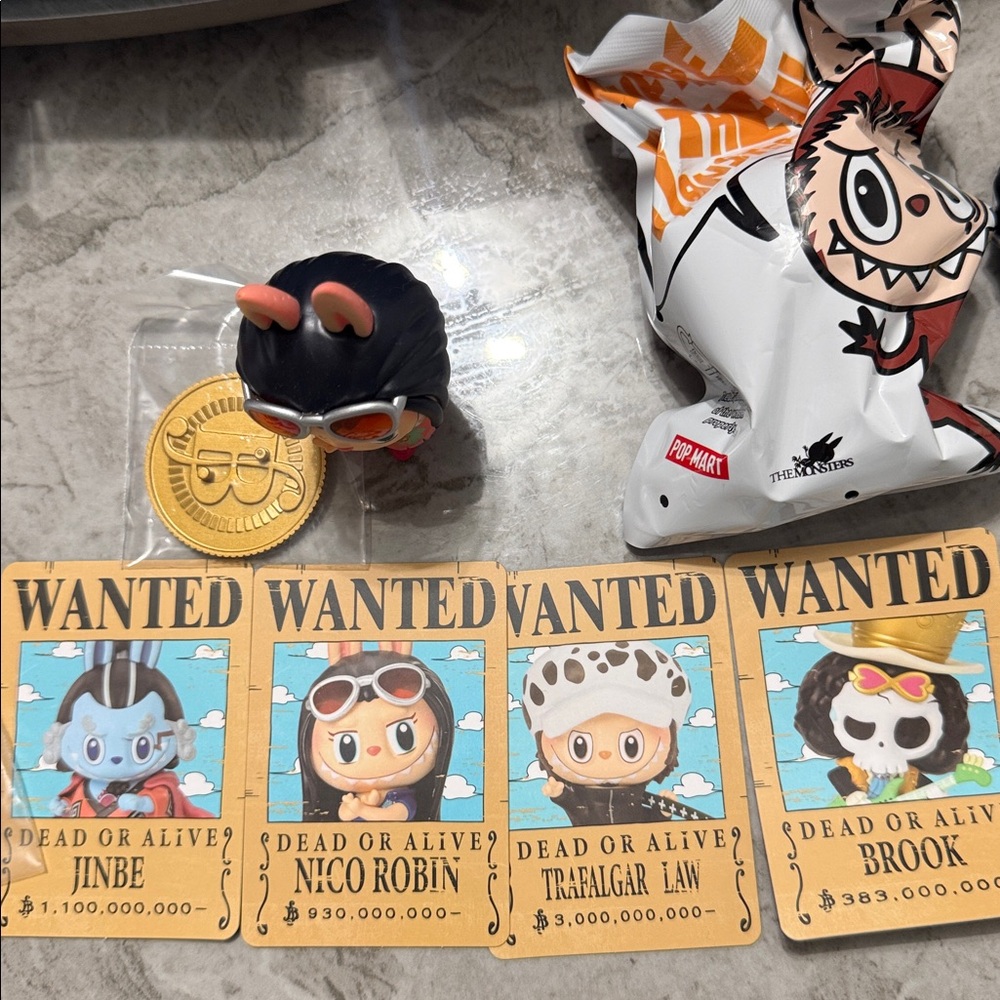 Authentic Popmart One Piece Labubu Jinbe/ Nico/ Brook/ Law Figure